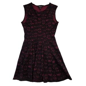 SL Fashion Womens Sleeveless Dress Sz 12 Black Lace Wine Color Lined